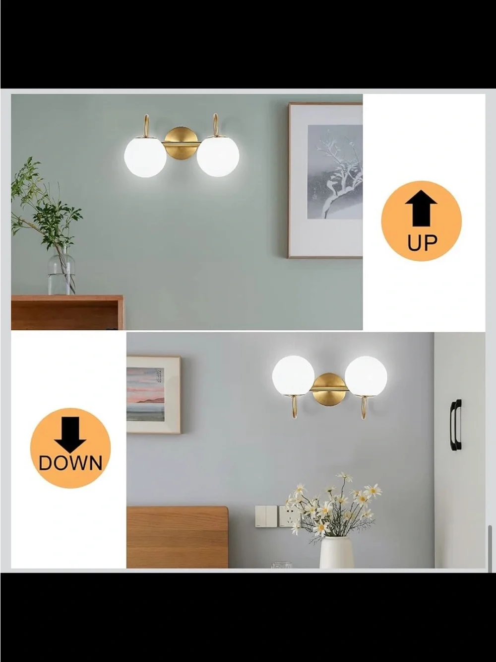 Modern 2-Light Bathroom Vanity Light - Brushed Brass & Globe Shade - New in Box